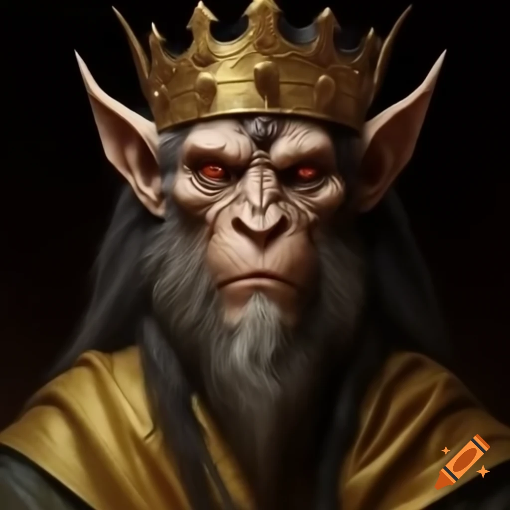 Demon King Robe Demon symbolizing Pride dressed as a king in golden robe and crown on ...
