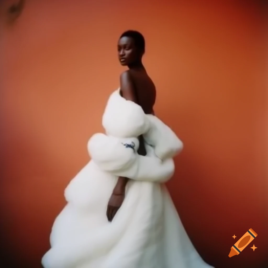 Supermodel in wedding dress captured in warm romantic tones