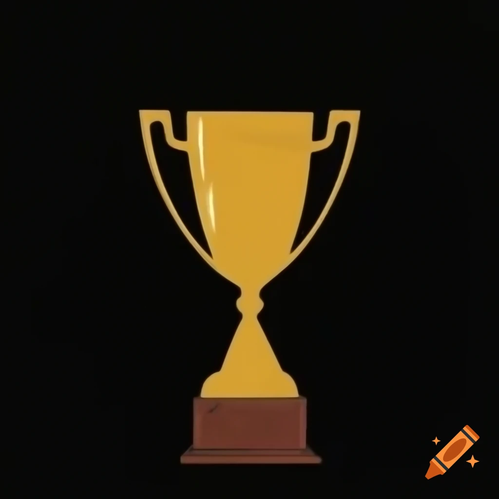 Retro art styled golden trophy cup on black background