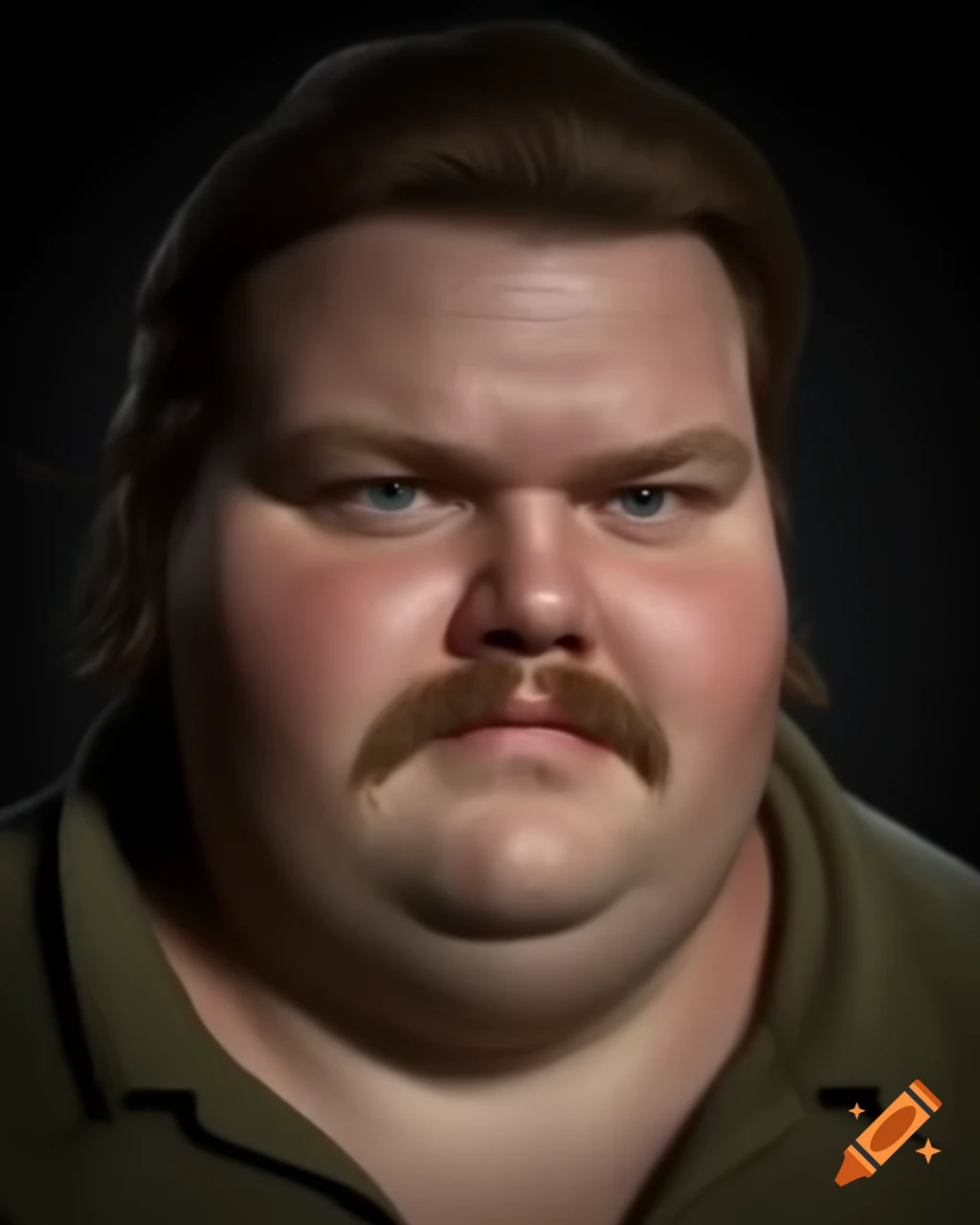 Realistic portrait of an ordinary fat European man