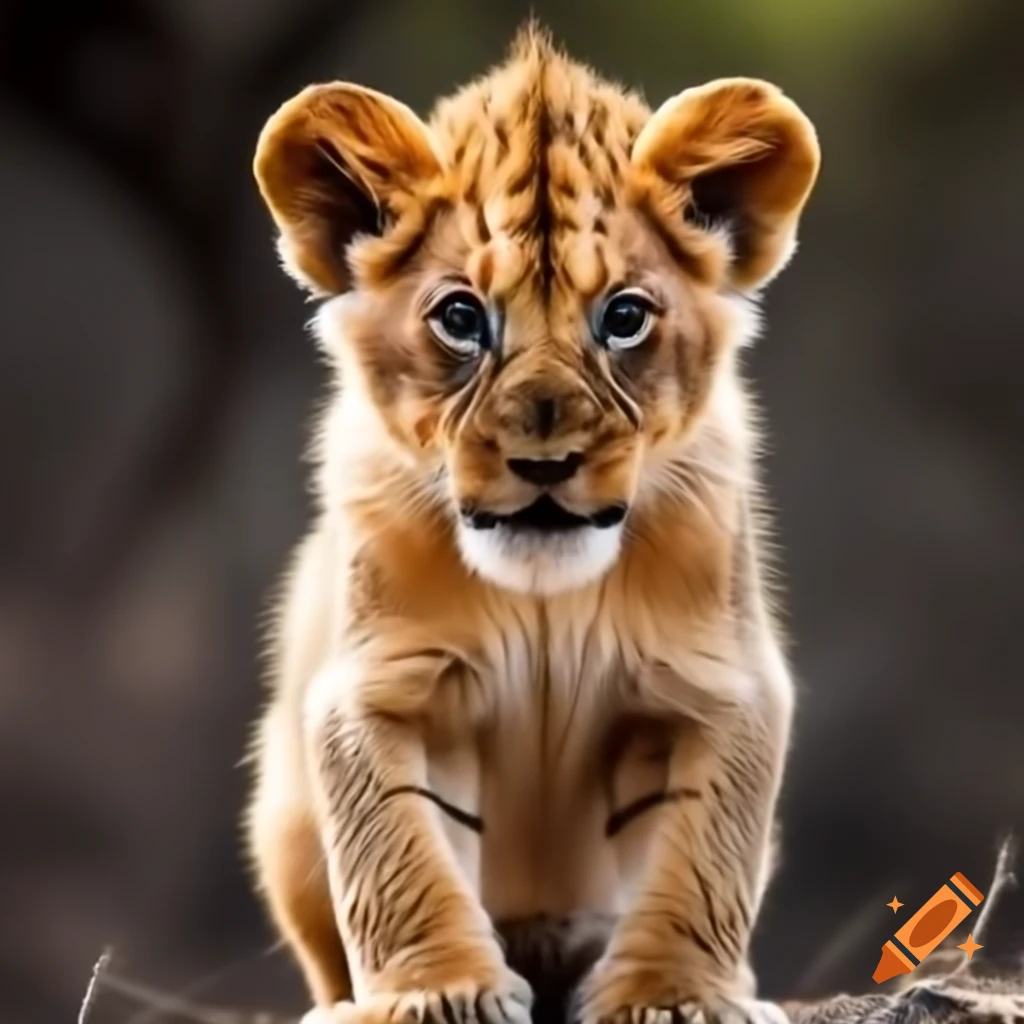 Baby lion in natural habitat
