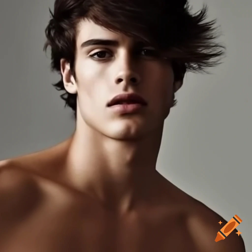Beautiful Spanish male supermodel posing stylishly
