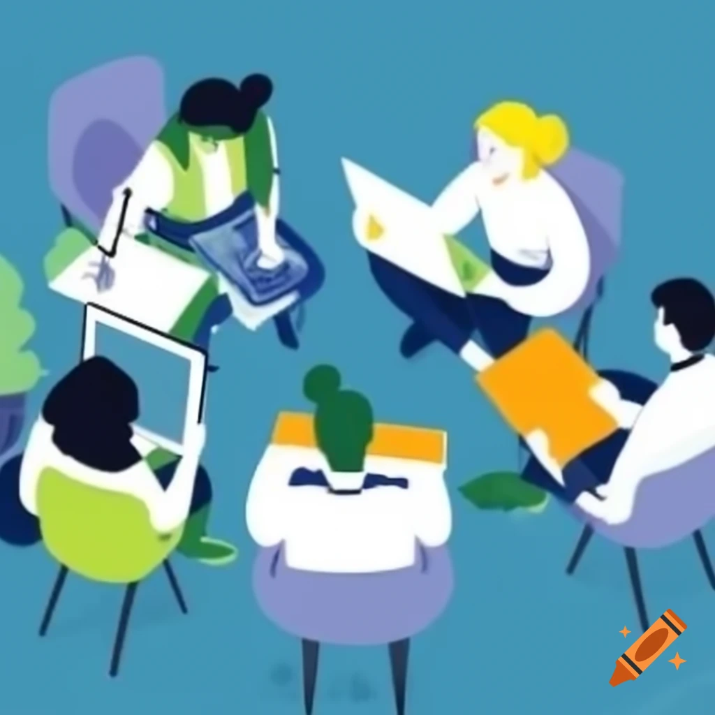People collaborating in a team working environment