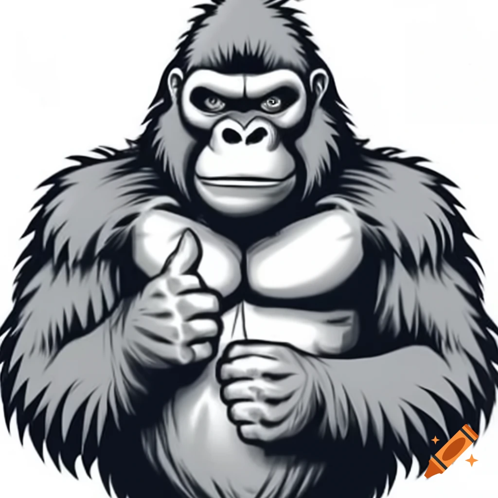Outline of a gorilla giving a thumbs up