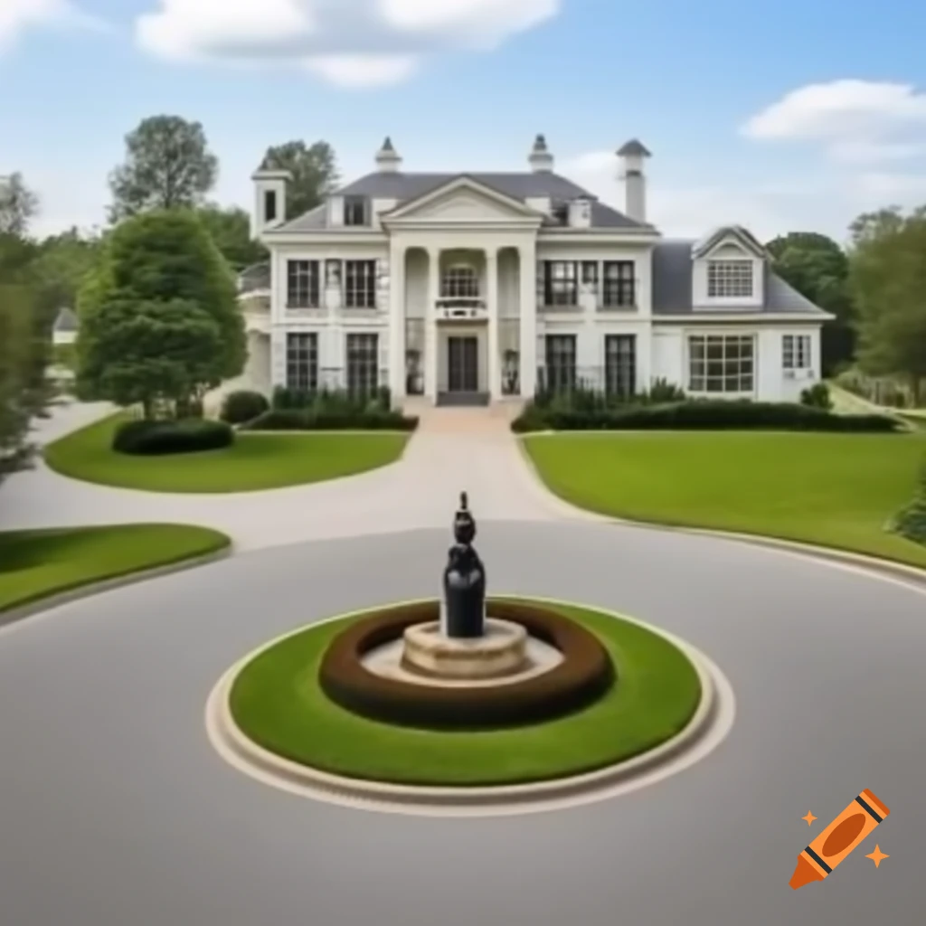 Three-story mansion with roundabout in front