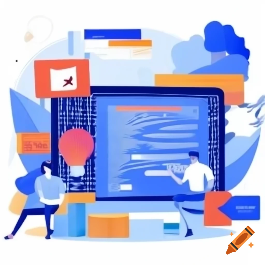 Infographic showing JavaScript code and dataLayer events on Craiyon