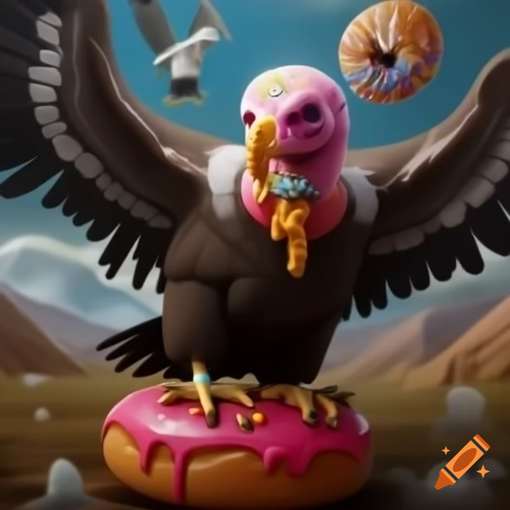 Majestic Andean Condor with a colorful donut body covered in frosting ...