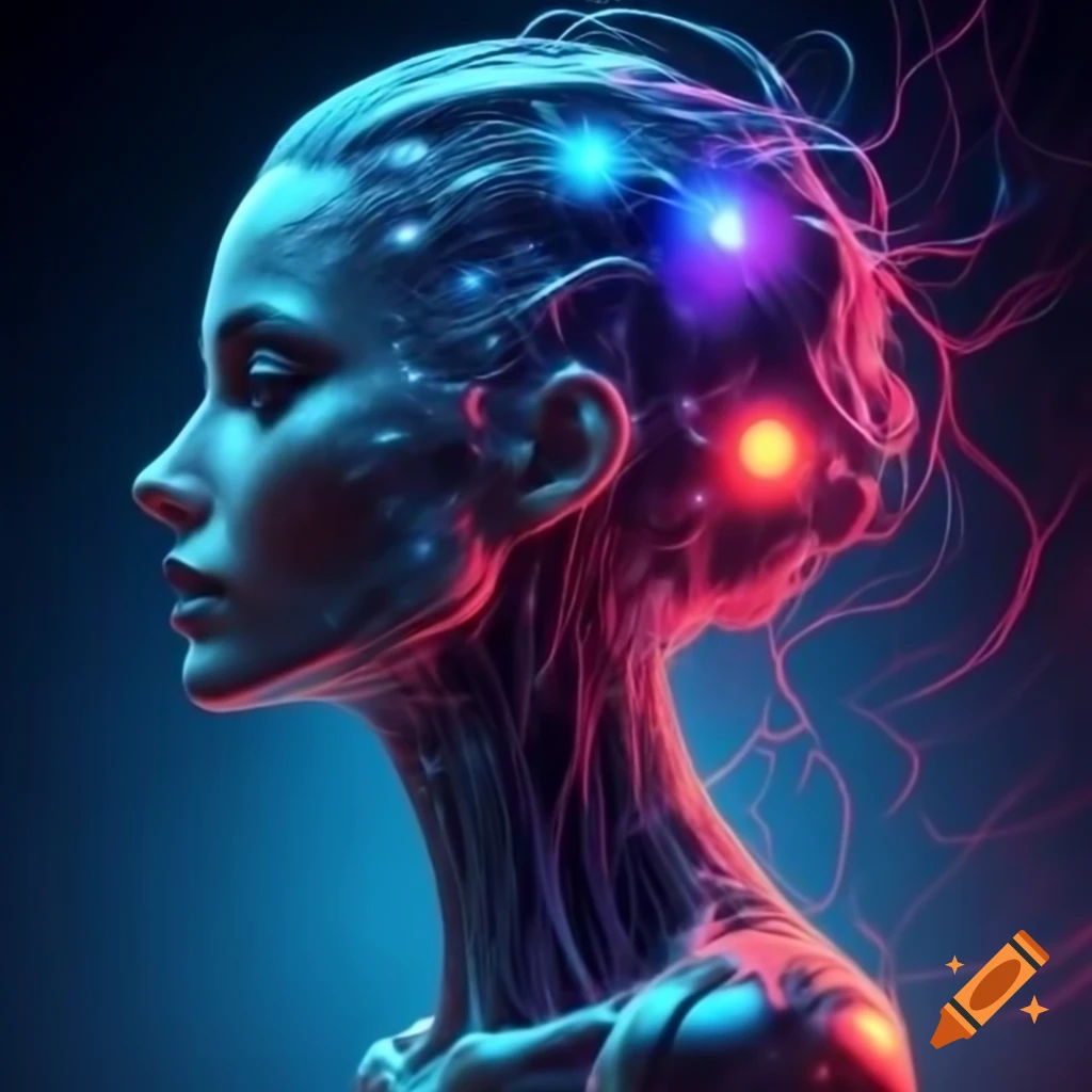 Representation of artificial intelligence with futuristic decor ...