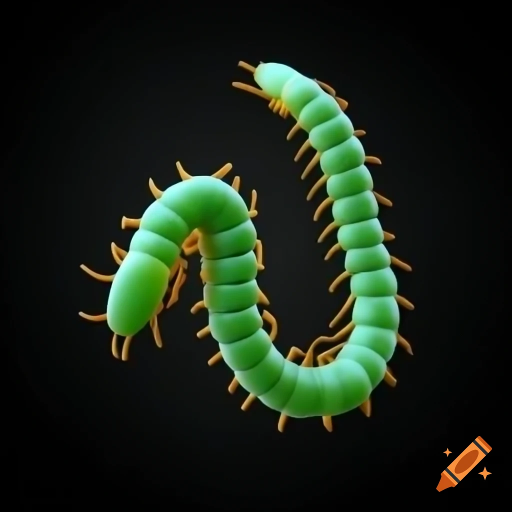 3D chrome green alien worms