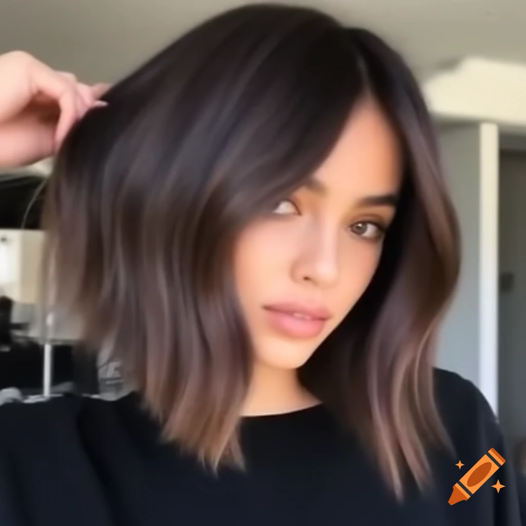 Young woman with unique extreme shaved undercut wedge bob hairstyle