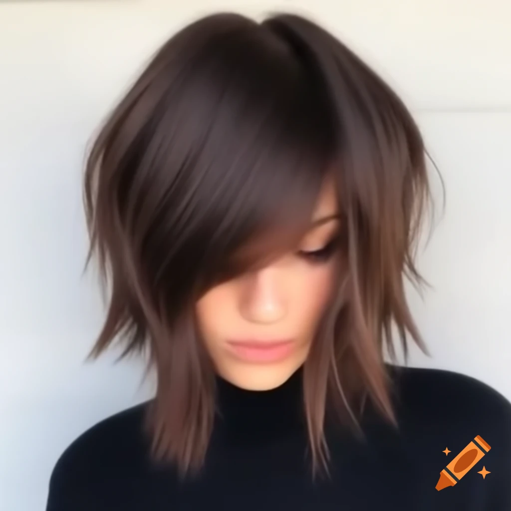 Young woman with asymmetrical bob and undercut hairstyle on Craiyon