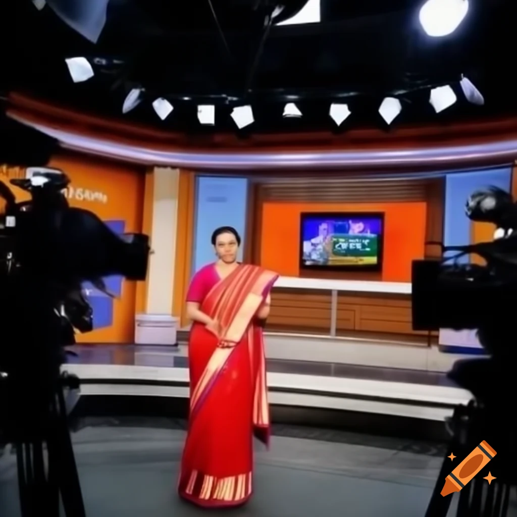 Live television broadcast on Pohela Boishakh morning with female news presenter in traditional attire