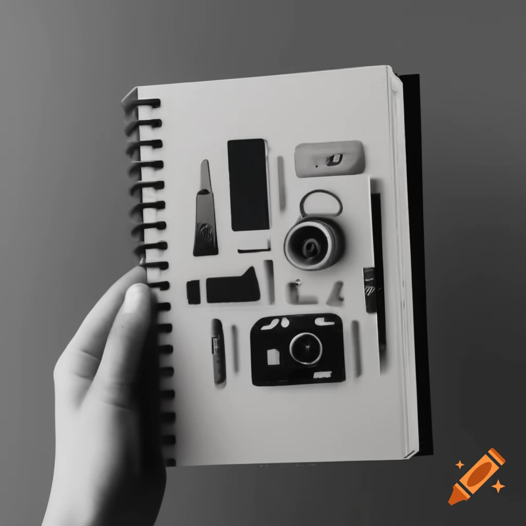 Black and white theme of journalism featuring a camera