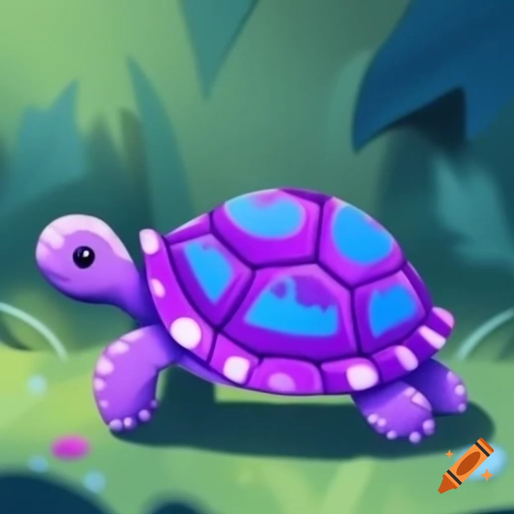 Baby purple turtle with blue dots