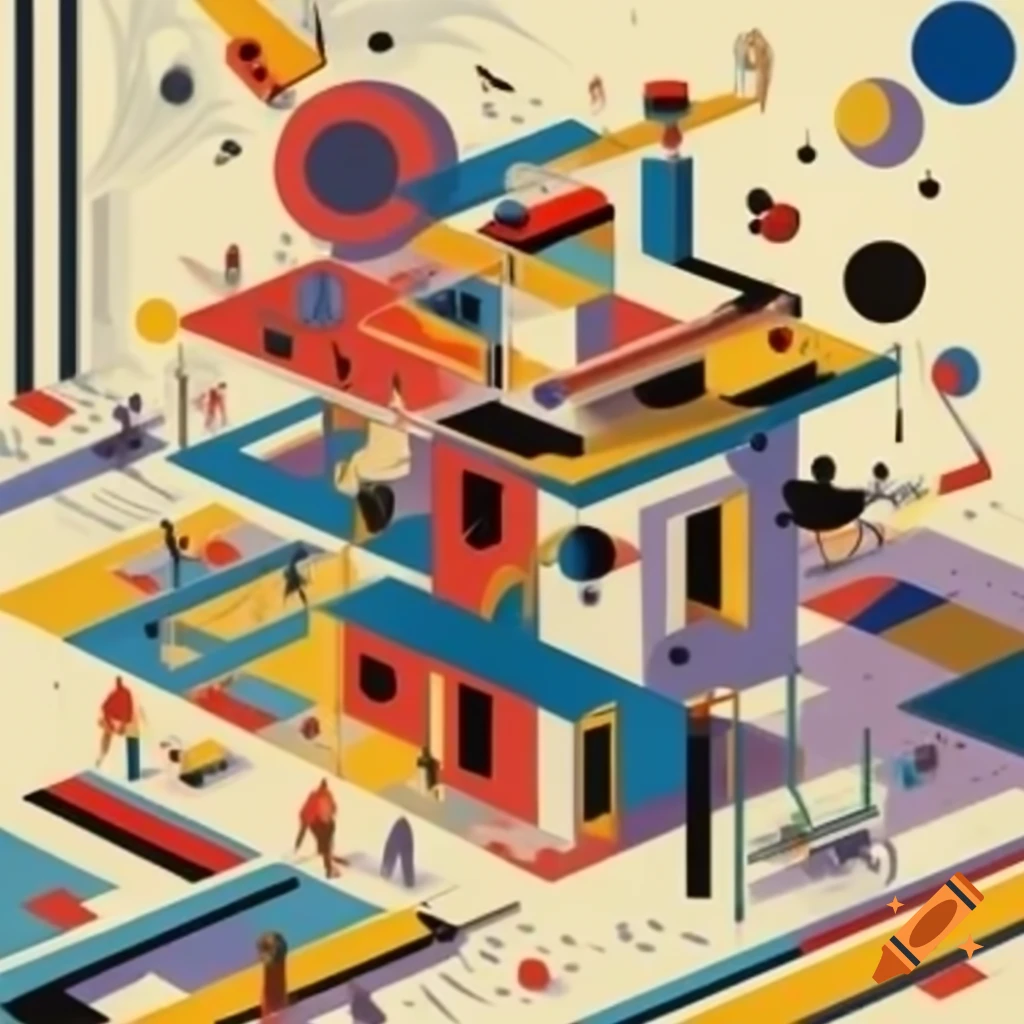 Artwork inspired by Bauhaus, Kandinsky, and Dali styles