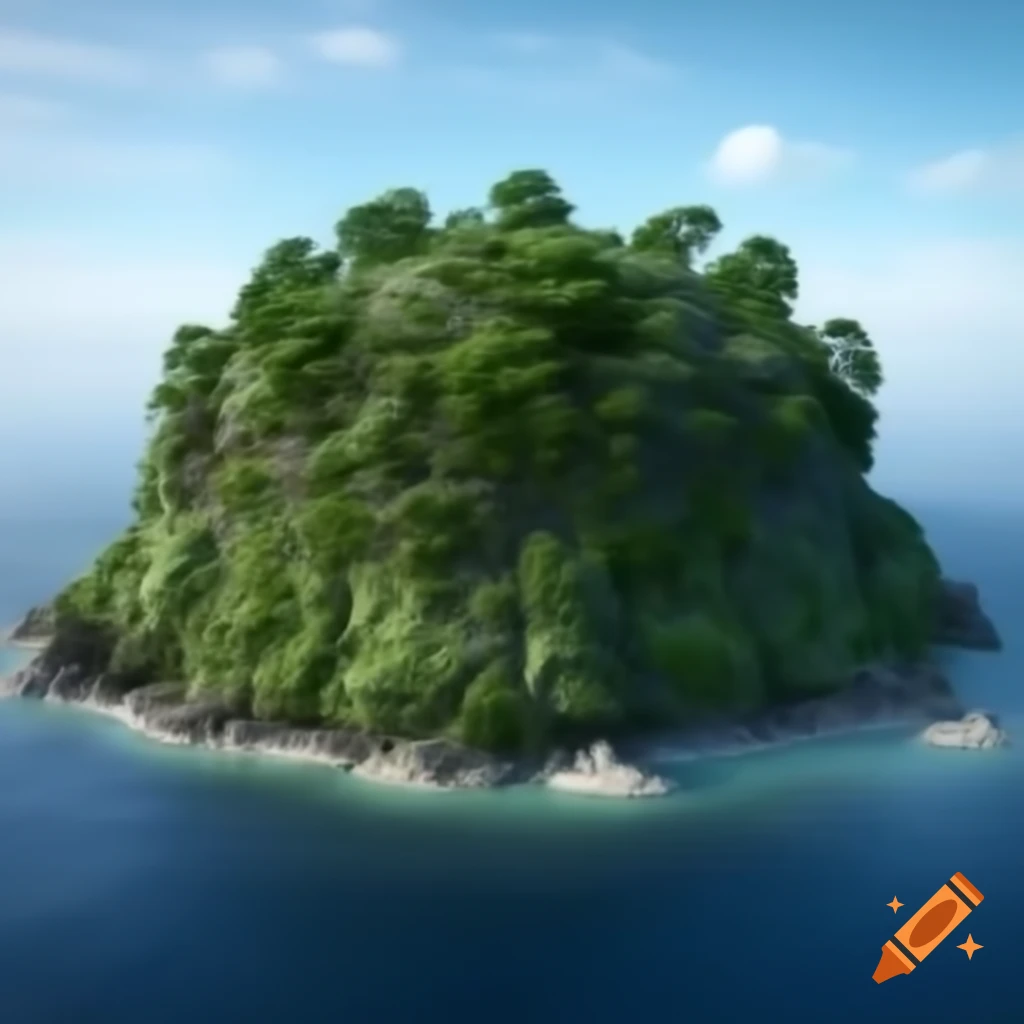Tropical island covered in dense vegetation