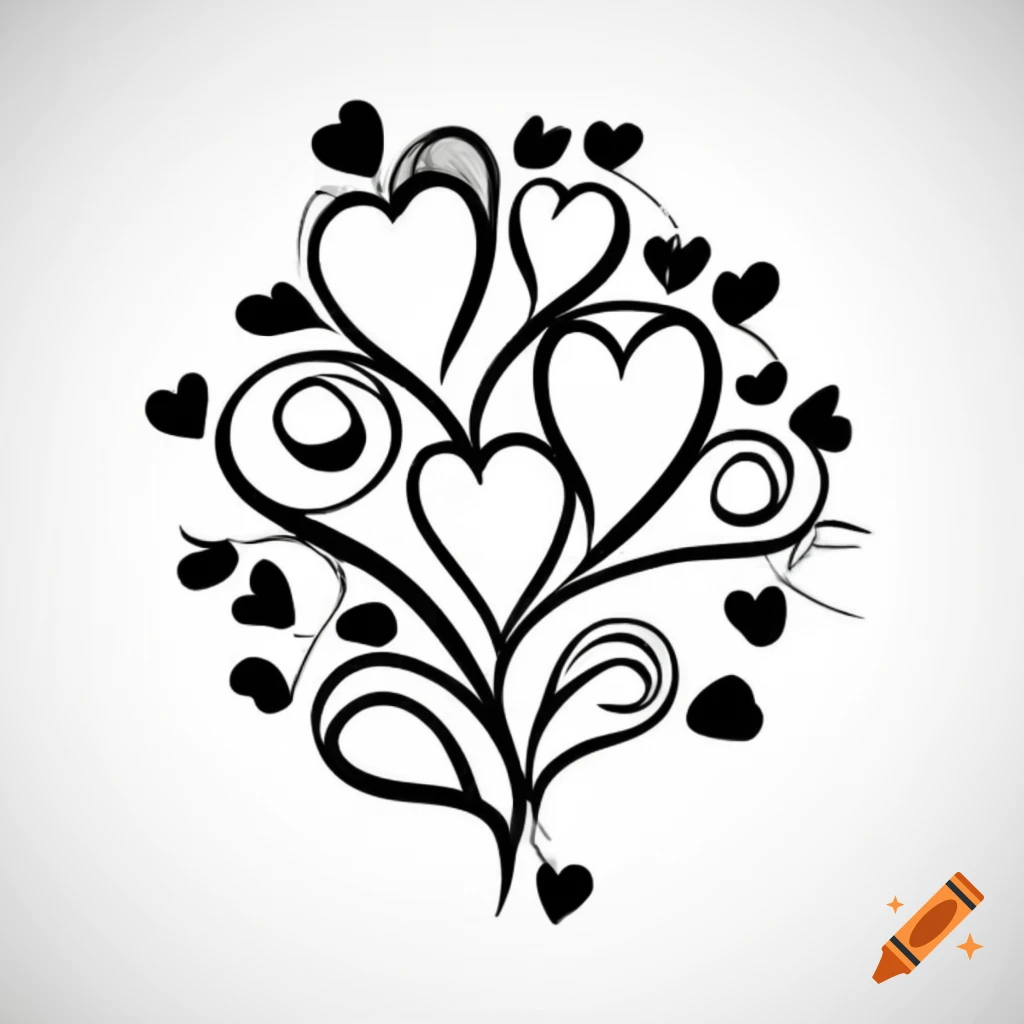 Unique black and white heart design illustration for scalable vector ...