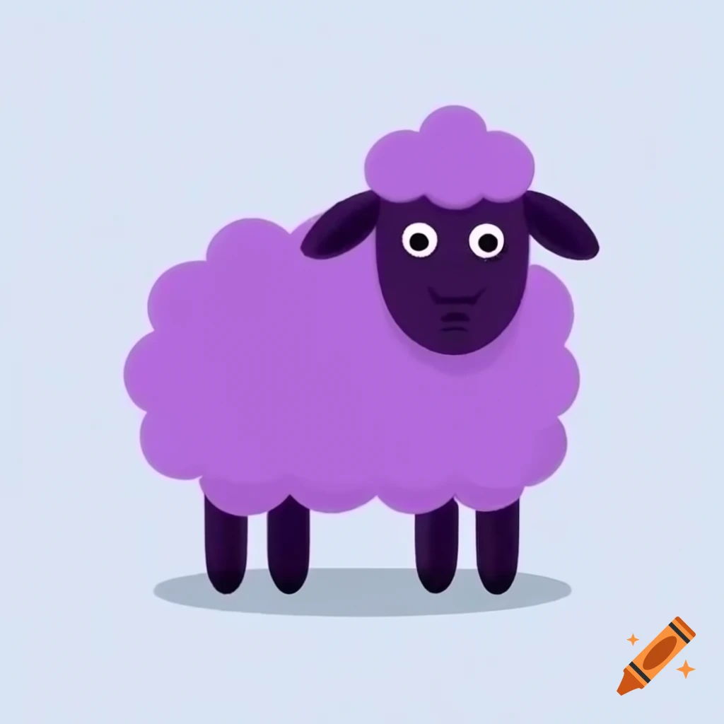 Purple wool sheep in a pasture