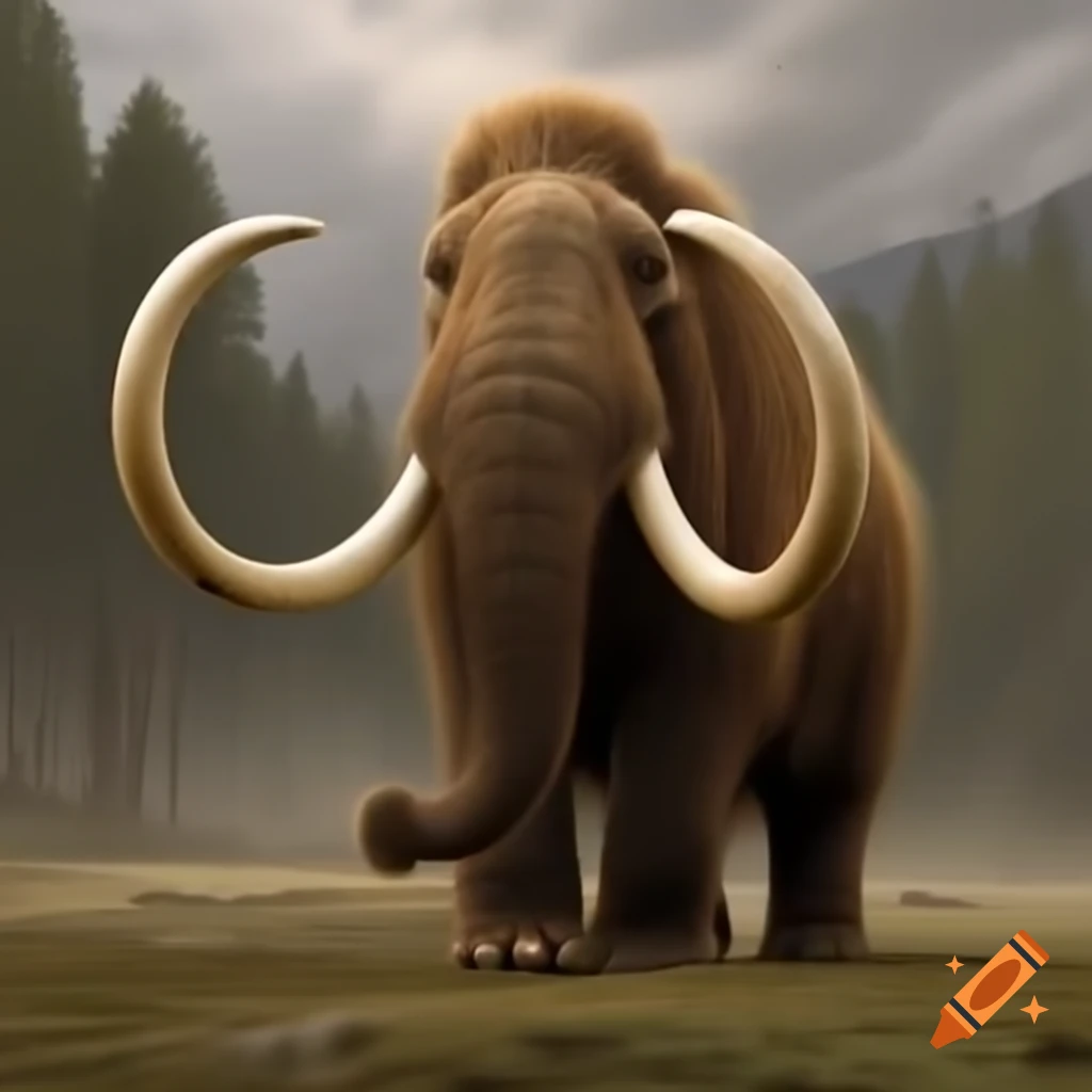 Cute illustration of a woolly mammoth