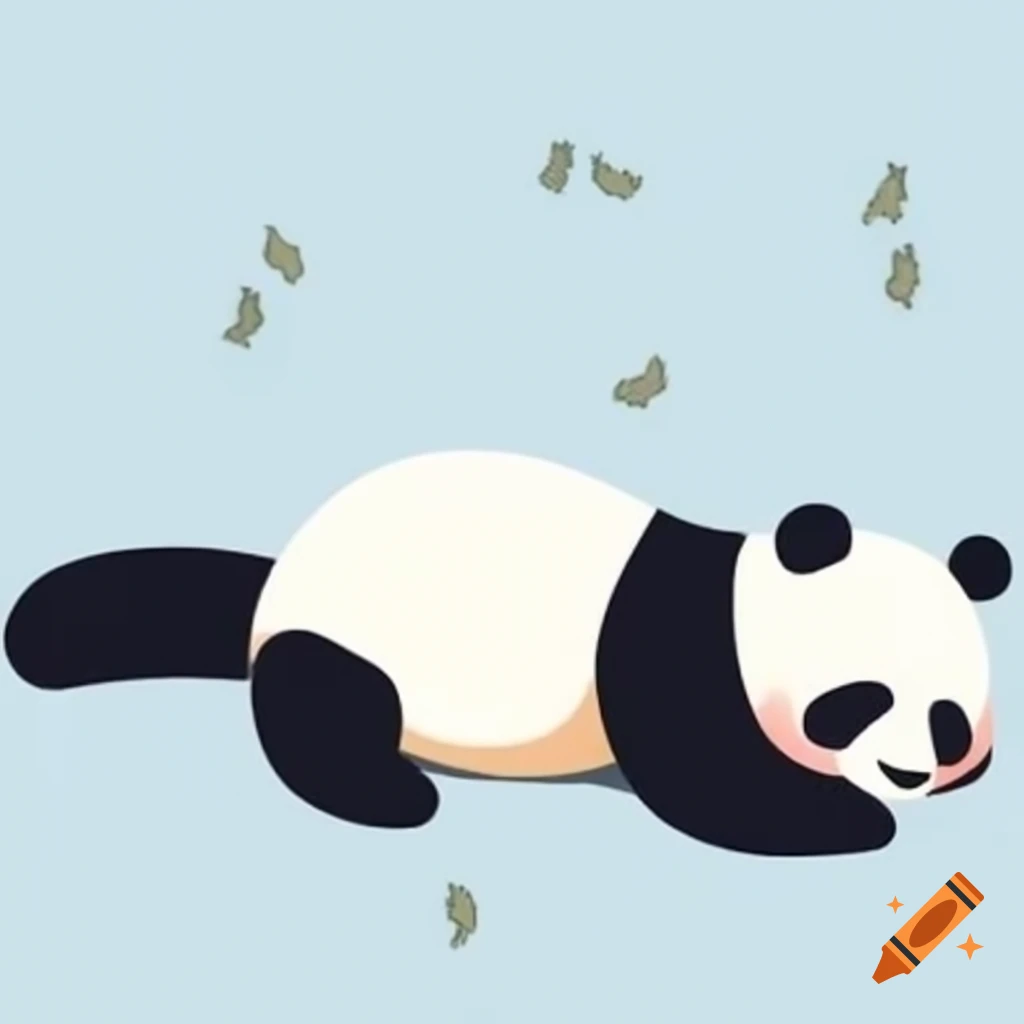 Sleepy lazy panda resting
