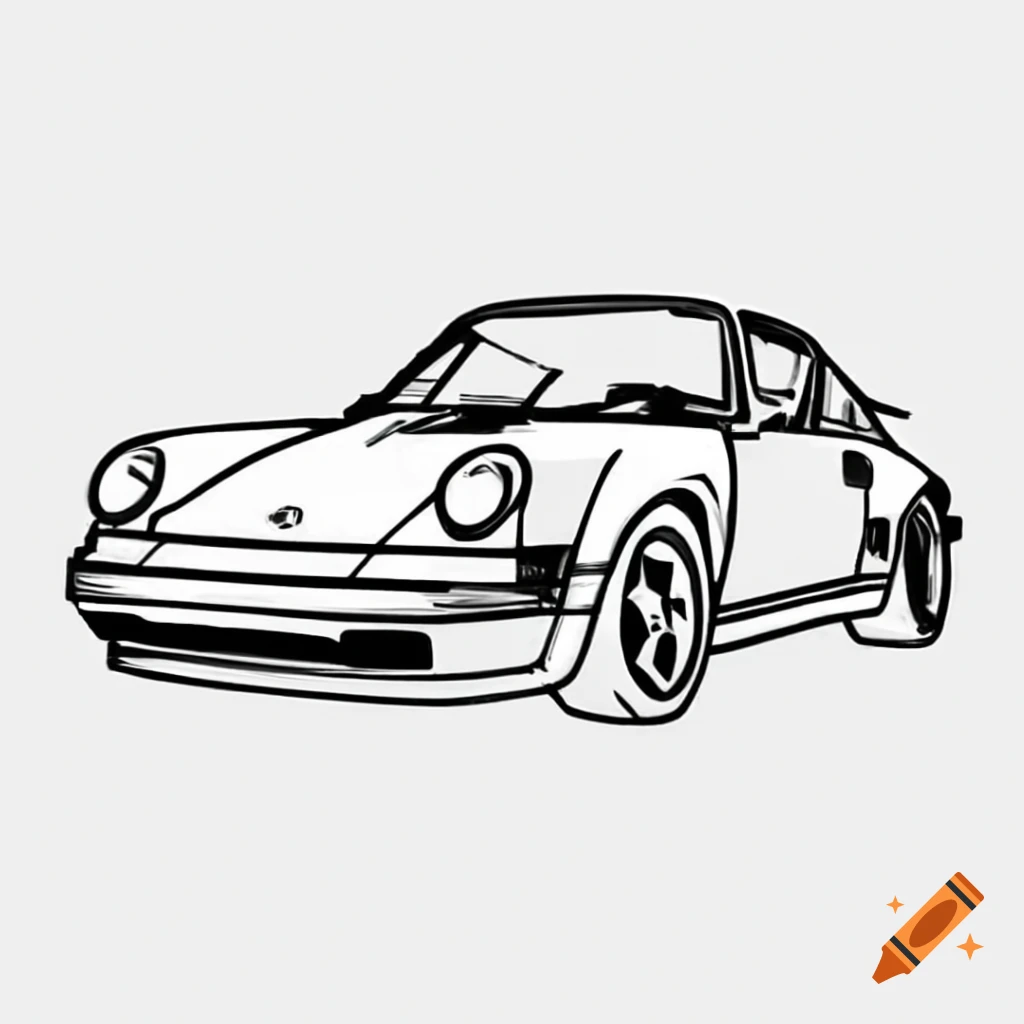 Black and white line drawing of a 1982 Porsche 911SC coupe
