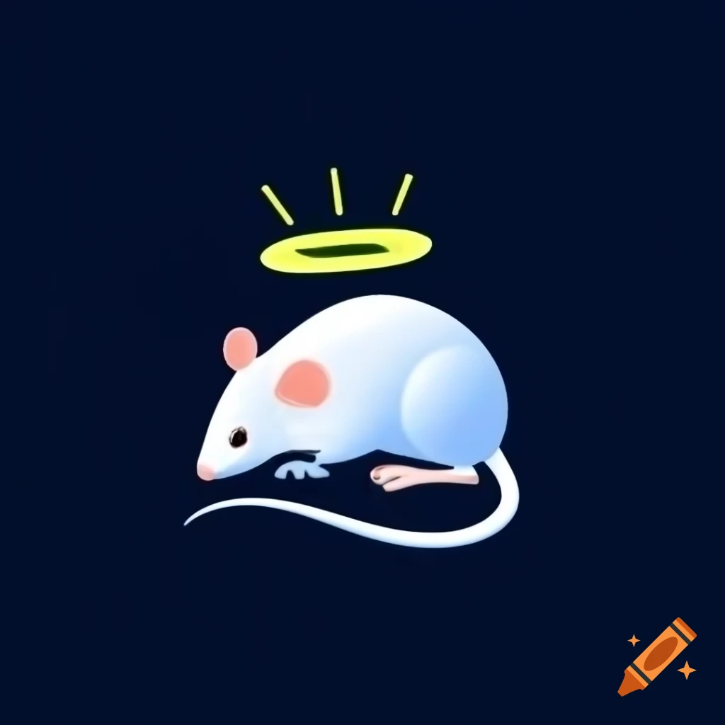 Schematic illustration of BALB/c lab mouse with glowing nimbus on Craiyon