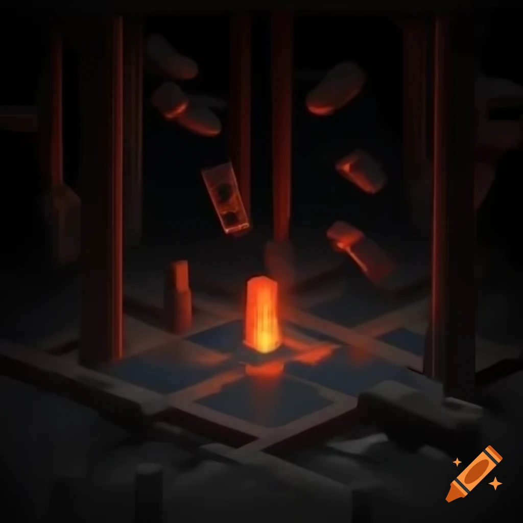 Surreal 2D digital artwork with glowing sculptural forms in dark void