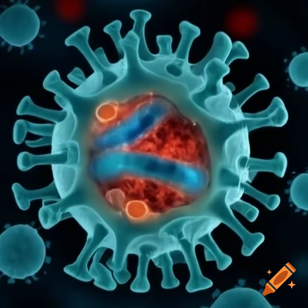 Intricate micrograph of bacteriophage attacking bacteria
