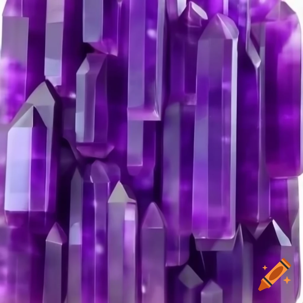 Cave wall featuring long purple amethyst crystals