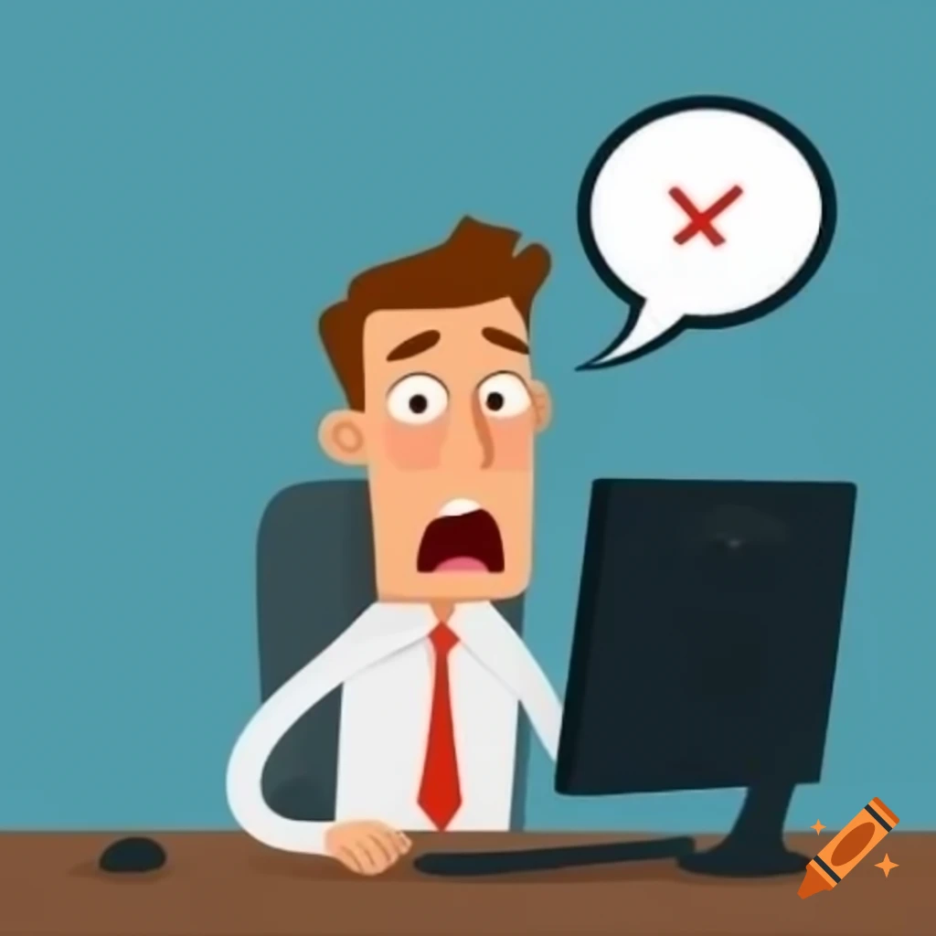Young man surprised while using a computer