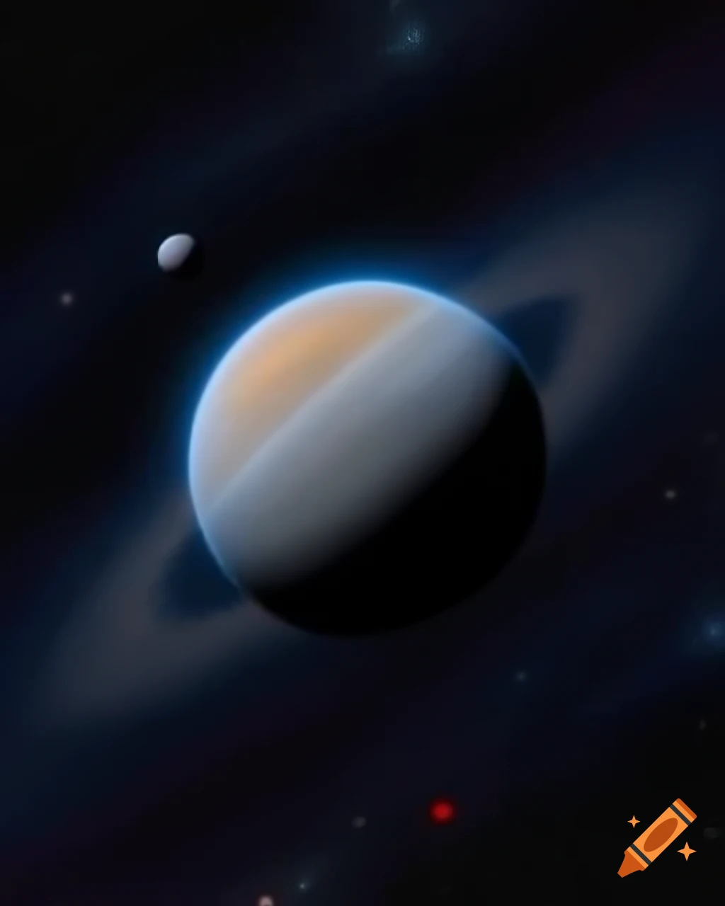 Jupiter planet with its moons and red spot in the cosmos
