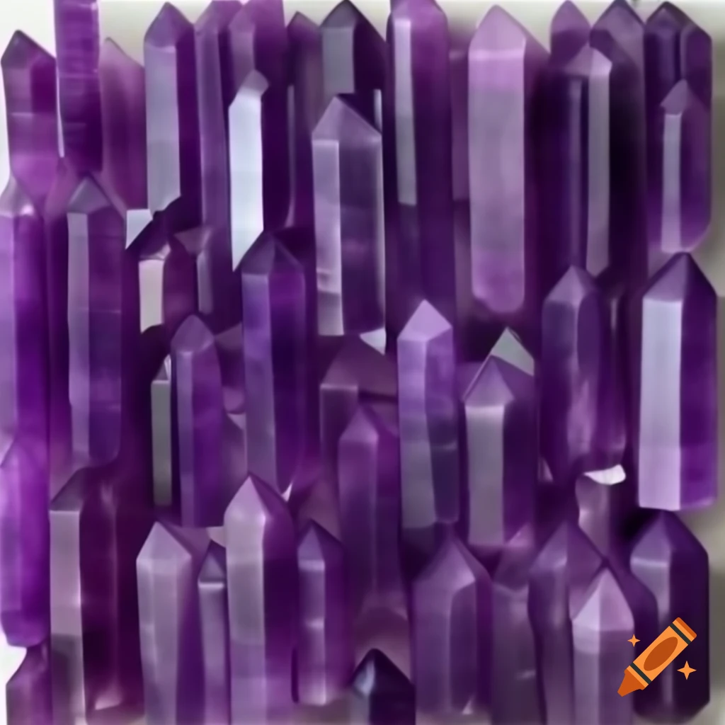 Cave wall featuring long purple amethyst crystals