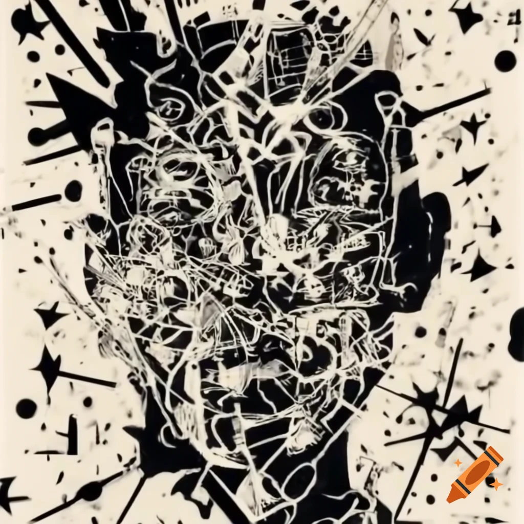 Abstract stylized face in particles grid with geometric lines inspired ...