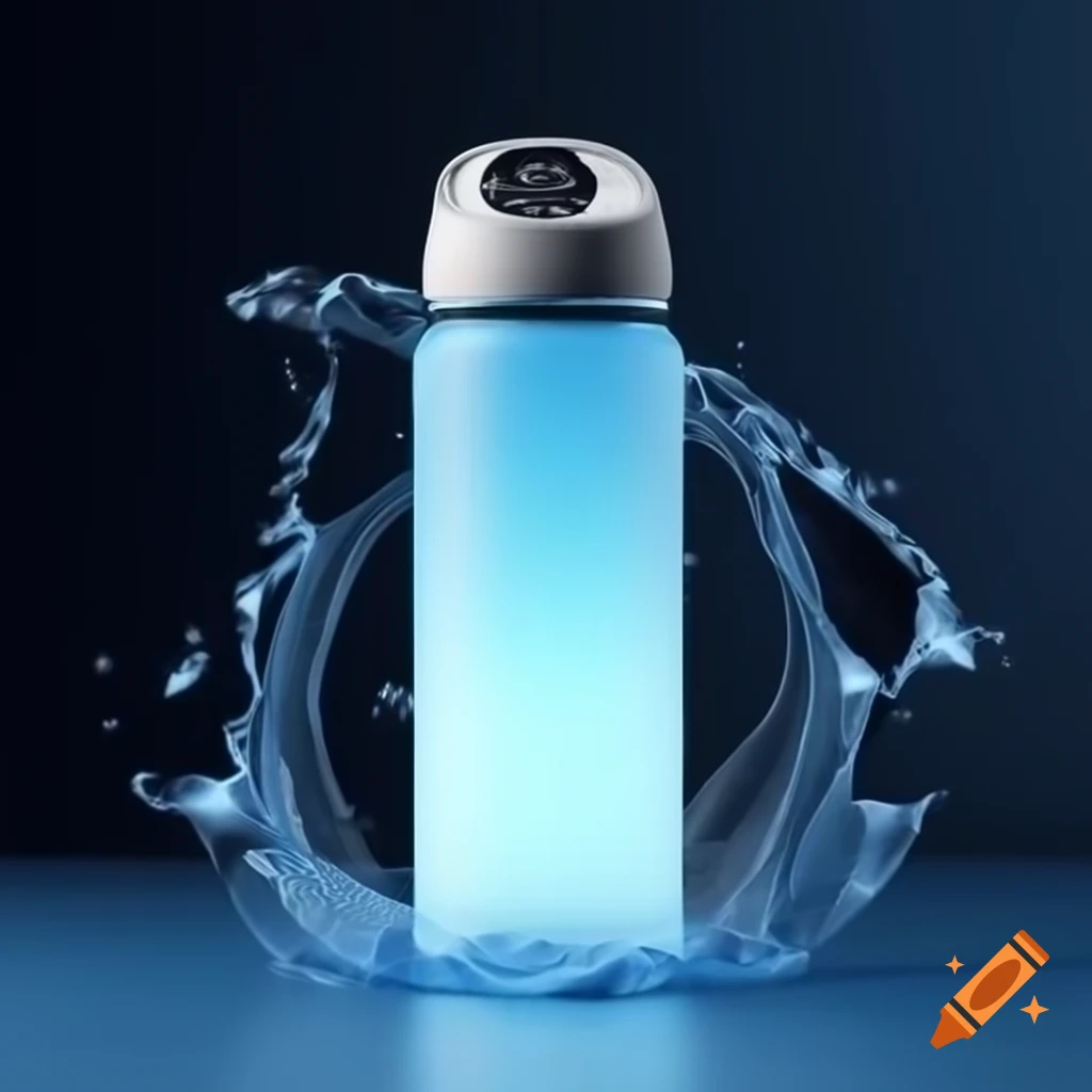 Realistic smart water bottle with sleek design and digital display