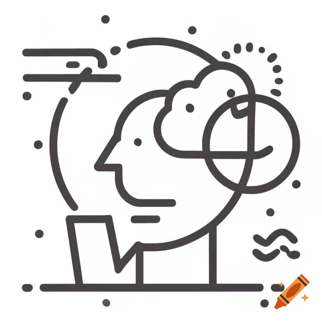 Modern stylized line drawing of a speaking face with charcoal and chalk elements