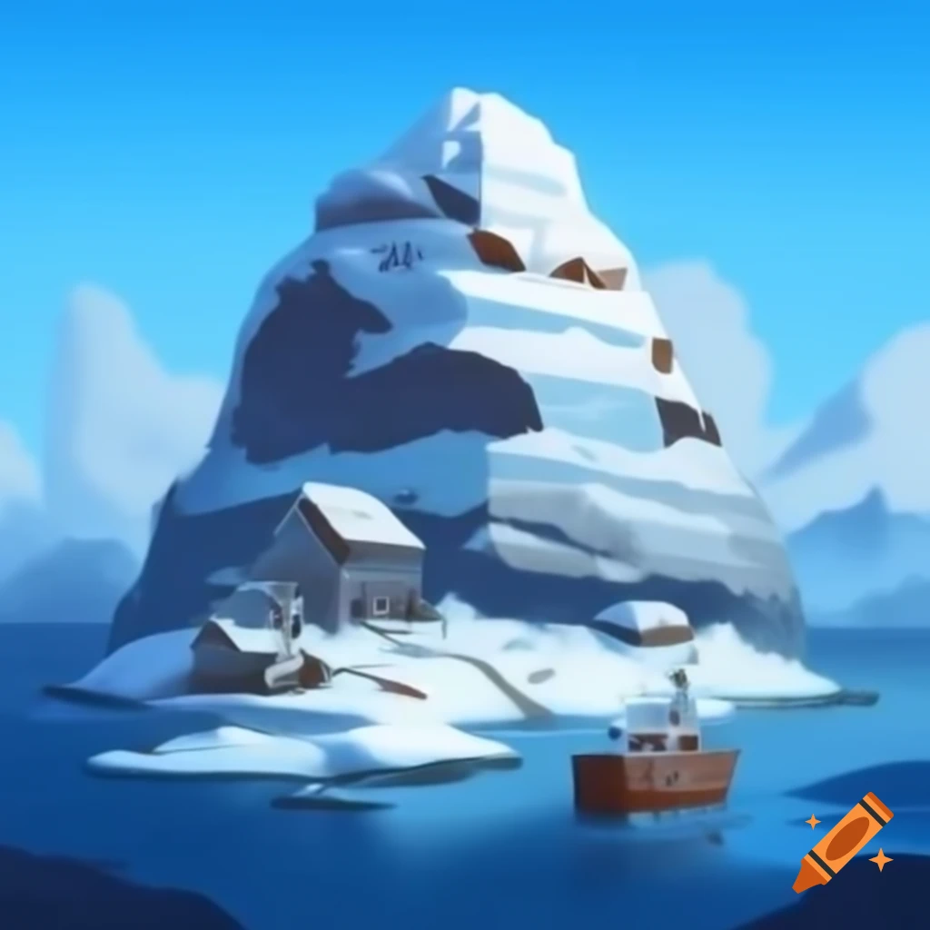 Snowy island S3B-618 featuring a lab and a tiny boat