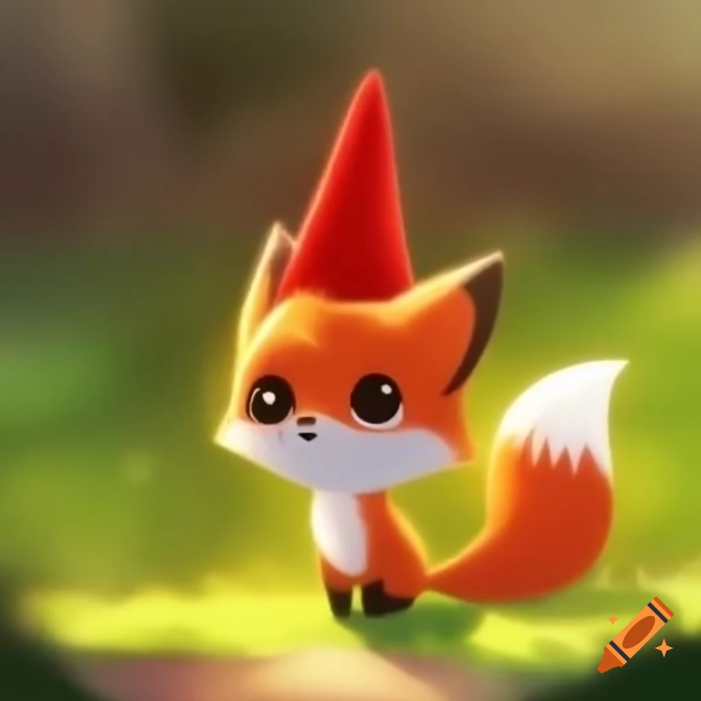 Cute fox wearing a red hat