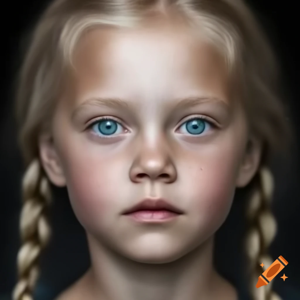 Realistic depiction of a Finnish girl with long blonde hair and braids