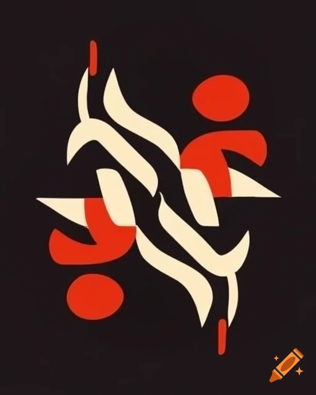Abstract art representing unity through minimalist black, white, and red shapes
