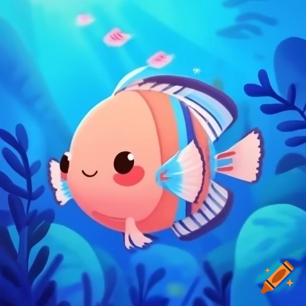 Colorful cute fish swimming