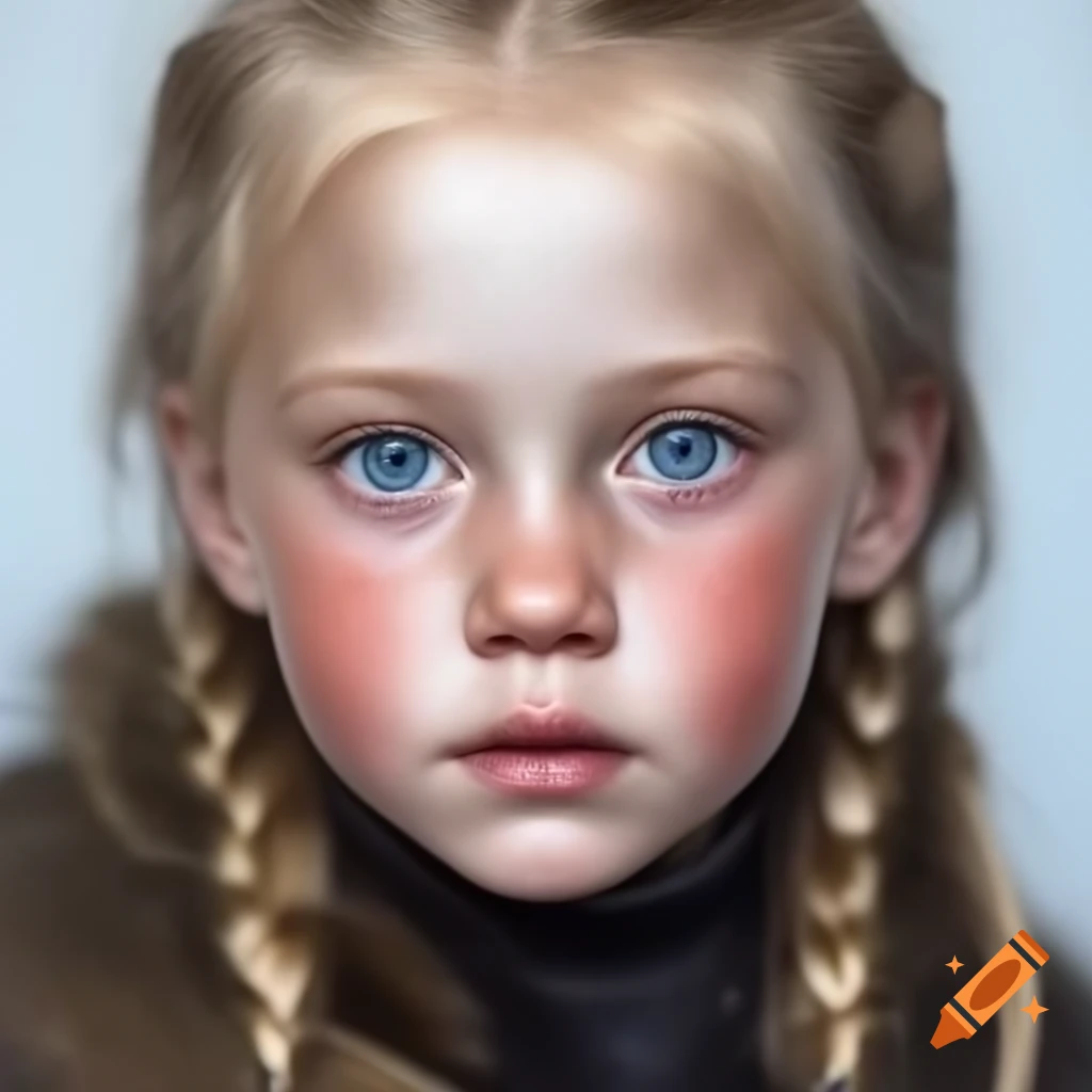 Realistic depiction of a Finnish girl with long blonde hair and braids