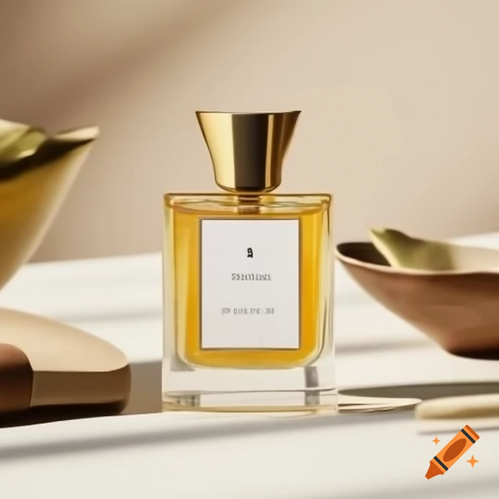 Blank perfume bottle mockup on table