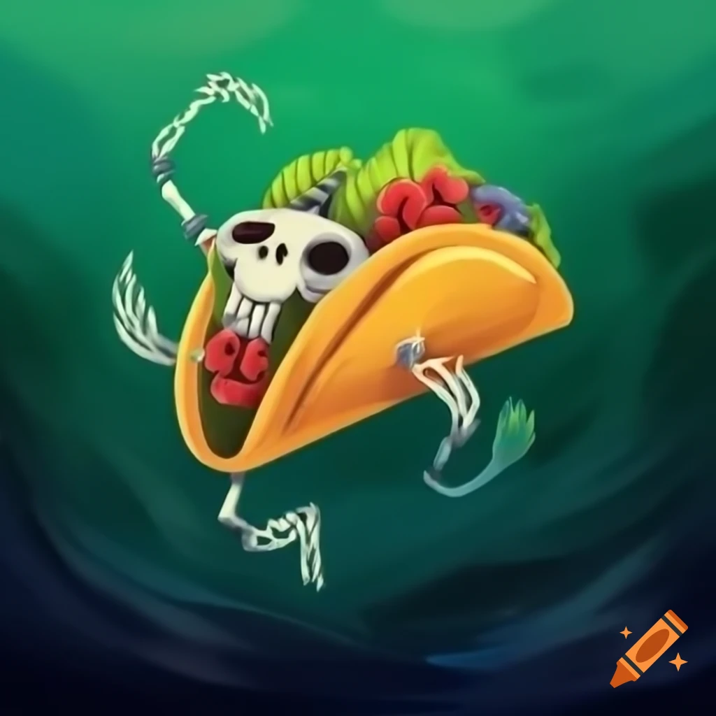 Creative taco design featuring a fish skeleton