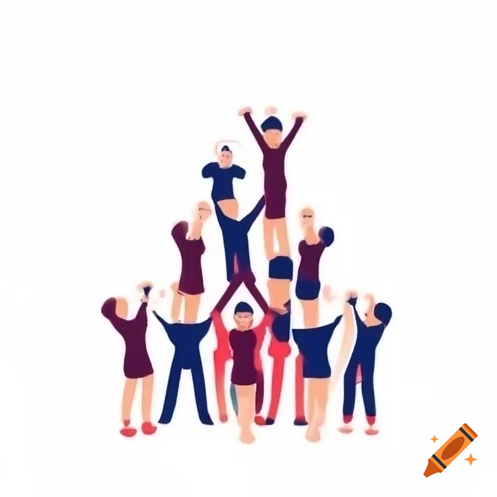 Group of cheerleaders performing pyramid formation