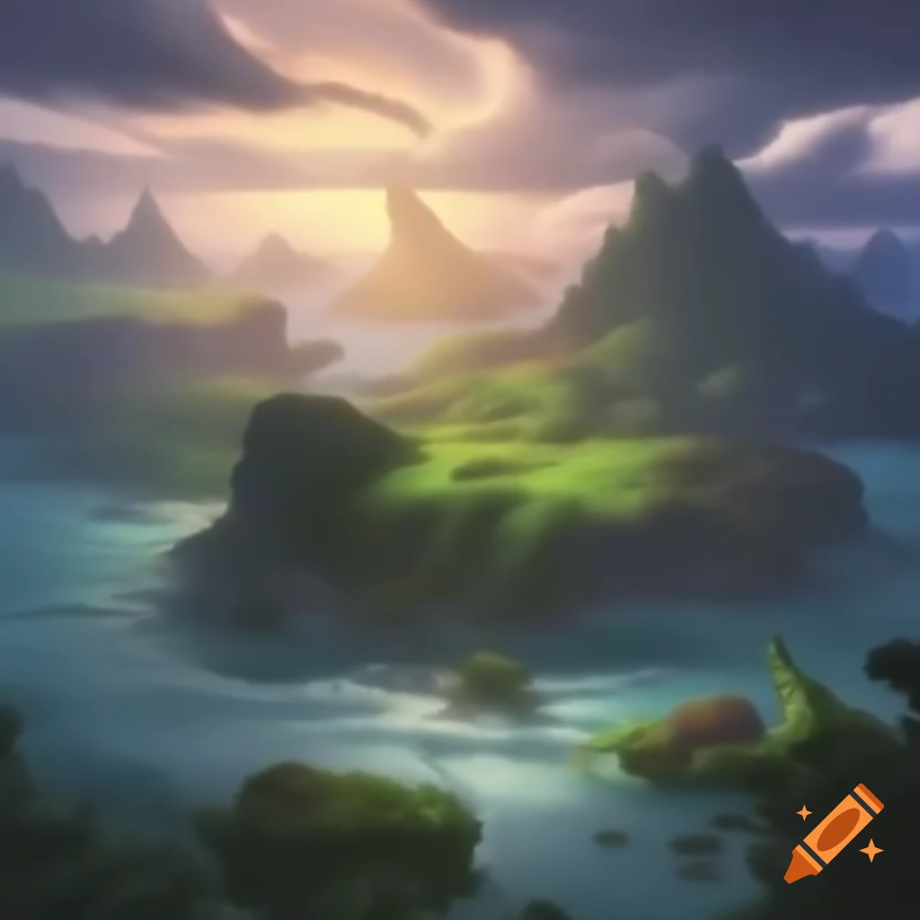 Lush jungle island scenery