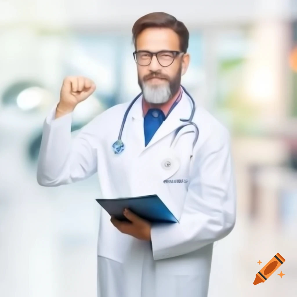 Confident male doctor with stethoscope against white background