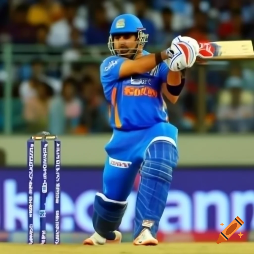 Mahendra Singh Dhoni displaying aggressive batting stance