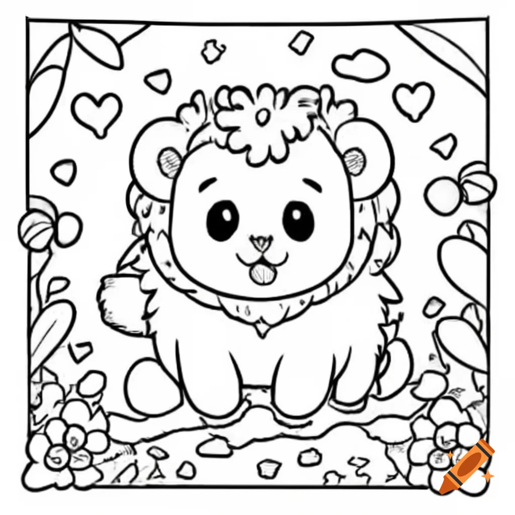 Kawaii coloring pages for kids and adults, 50 cute designs, digital download