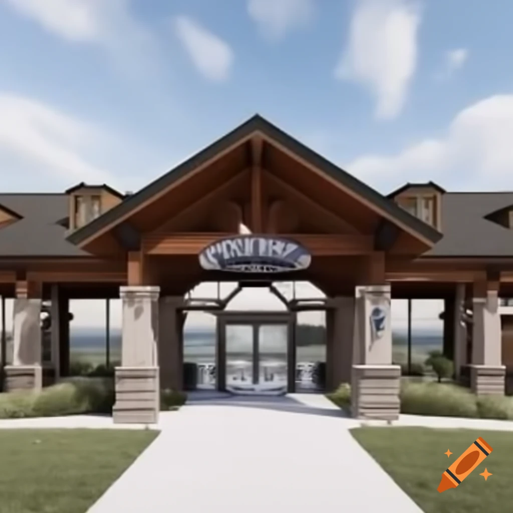 Layout plan for a lake resort featuring entrance and cabin areas on Craiyon