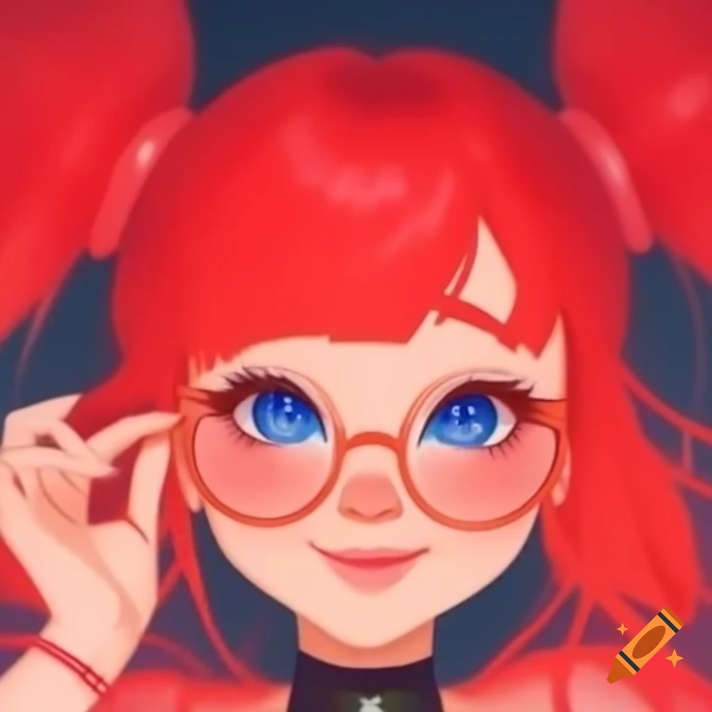 Girl with red hair and glasses smiling for the camera in an ID style on ...